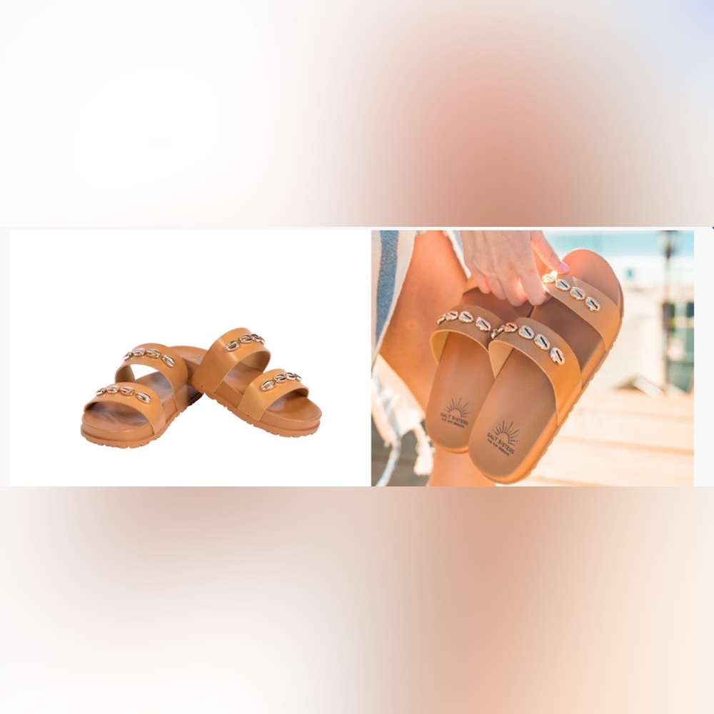 Beachly * Salt Sisters Beach Seashell Slide Sandals size 7/8